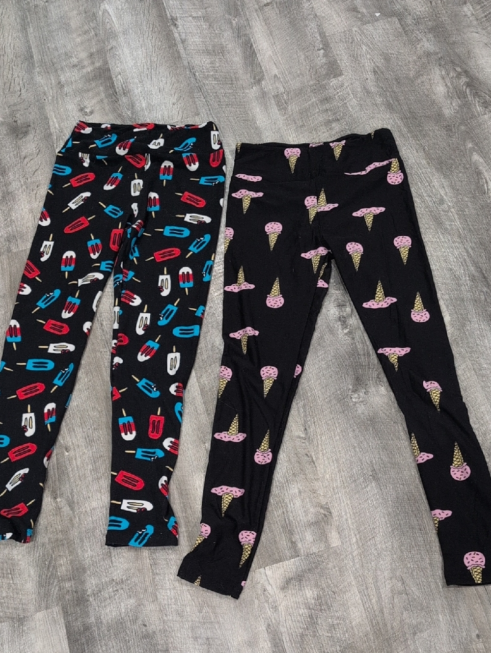 Women's One Size Lularoe Black Ice Cream & Popsicle Print Leggings